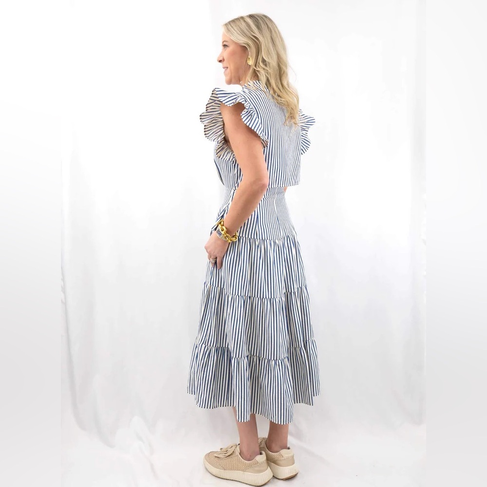 Entro blue and white stripe Kennedy Dress size small